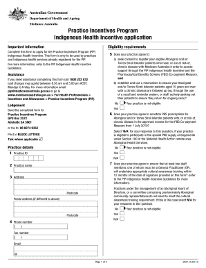 Practice Incentives Program Indigenous Health Incentive Application