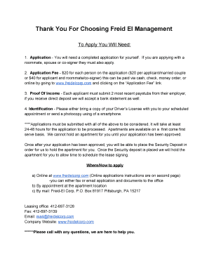 Freid-El Corporation Rental Application
