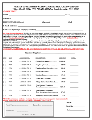 Village of Scarsdale Parking Permit Application