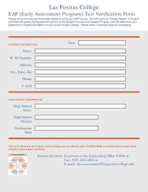 EAP Test Verification Form