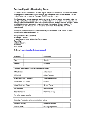 Service Equality Monitoring Form