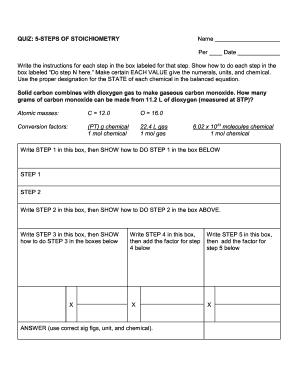 Stoichiometry Quiz