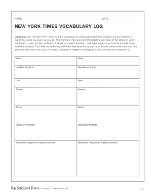 New York Times Vocabulary Log