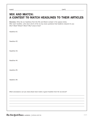 Mix and Match Headline Contest