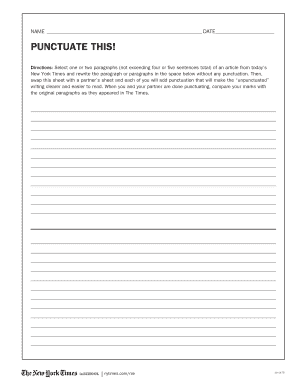 Punctuation Exercise Worksheet