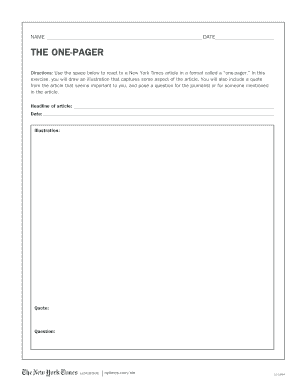 One-Pager Reaction Form