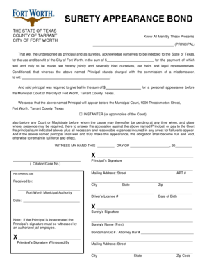 Texas Surety Appearance Bond