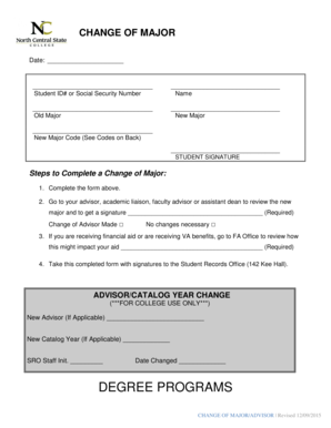 Change of Major Form