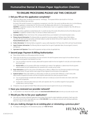 HumanaOne Dental & Vision Paper Application