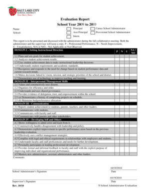 School Administrator Evaluation Form