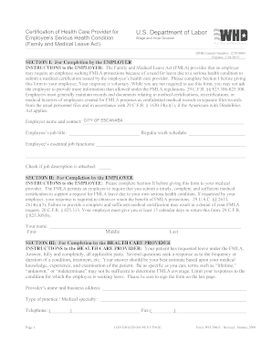 Family Medical Leave Act Certification of Health Care Provider