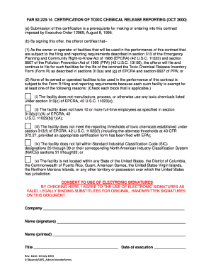 Certification of Toxic Chemical Release Reporting