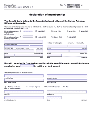 Erklärung der Mitgliedschaft