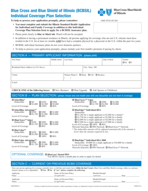 Blue Cross Blue Shield of Illinois Individual Coverage Plan Selection