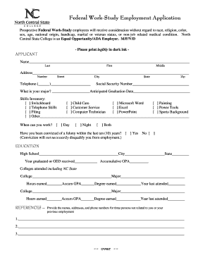Federal Work-Study Employment Application