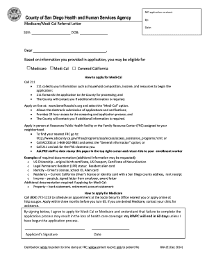 Medi-Cal and Medicare Referral Letter