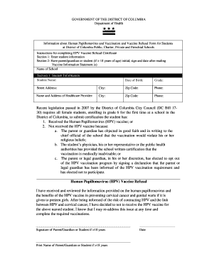 HPV Vaccine Refusal Form