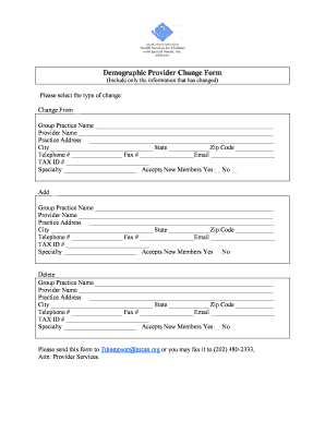 Demographic Provider Change Form