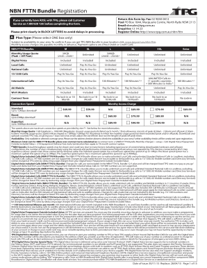 TPG NBN FTTN Bundle Registration Form