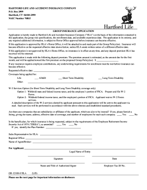 Hartford Group Insurance Application