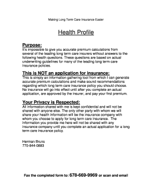 Long Term Care Insurance Health Profile Form