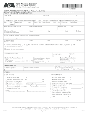 General Purpose Life Insurance Application