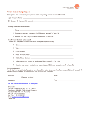 ISNetworld Primary Contact Change Request Form