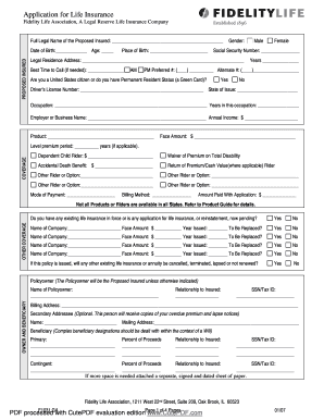Application for Life Insurance