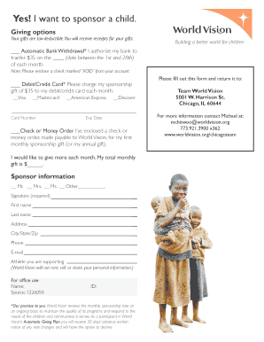 Child Sponsorship Form