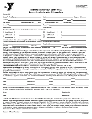 Central Connecticut Coast YMCA Summer Camp Registration Form