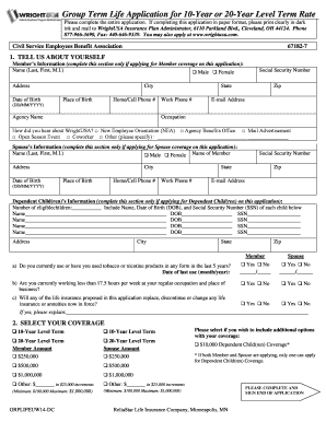 Group Term Life Application