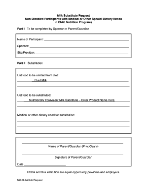 Milk Substitute Request Form