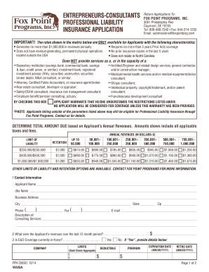 Professional Liability Insurance Application