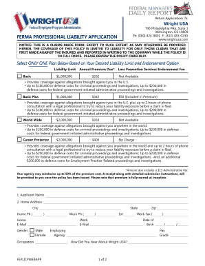 Wright USA Professional Liability Insurance Application