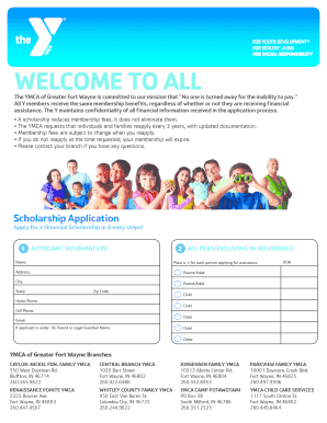 YMCA Financial Assistance Scholarship Application