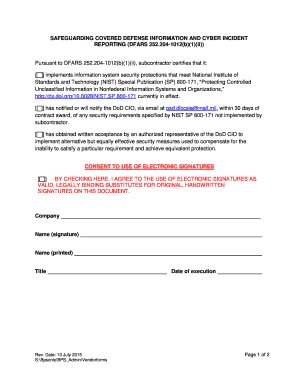 DFARS 252.204-1012(b)(1)(ii) Compliance Form