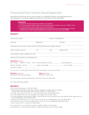 Gannon University Financial Aid Application