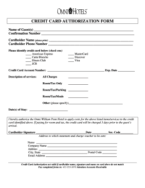 Credit Card Authorization Form