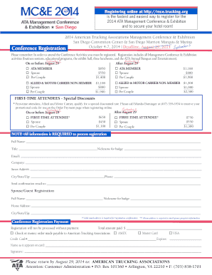2014 ATA Management Conference Registration Form