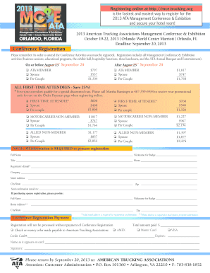 2013 ATA Management Conference Registration Form