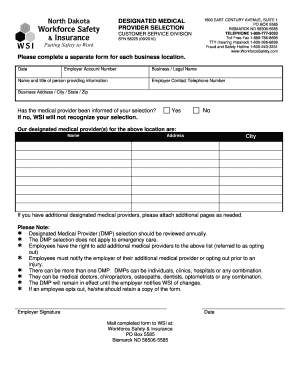 Designated Medical Provider Selection Form