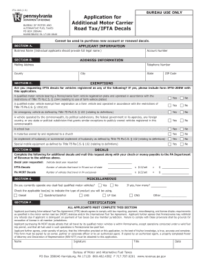 Pennsylvania IFTA Decal Application