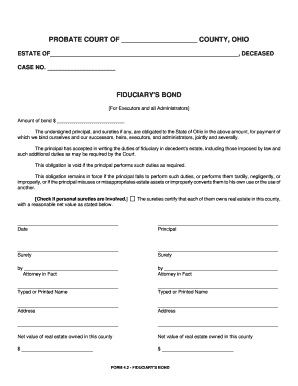 Ohio Fiduciary's Bond Form