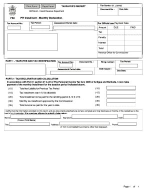 Antigua Taxpayer's Receipt