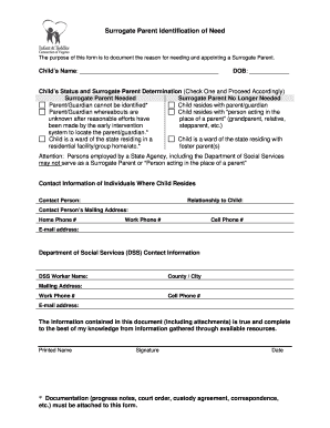 Surrogate Parent Identification of Need Form