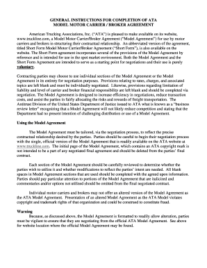 ATA Model Motor Carrier Broker Agreement