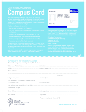 Leeds Metropolitan University Campus Card Application