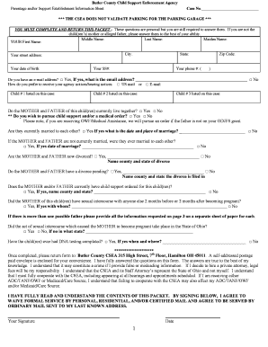 Butler County Child Support Enforcement Information Sheet