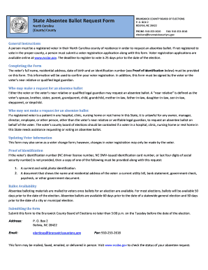 North Carolina Absentee Ballot Request Form