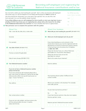UK Self-Employment Registration Form